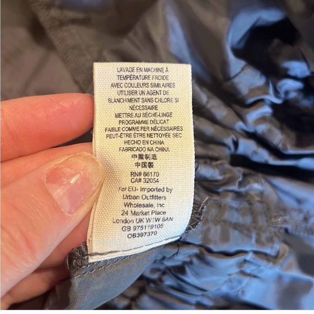 Free people rain / windbreaker charcoal grey zip up jacket rip stop parachute - Picture 10 of 10